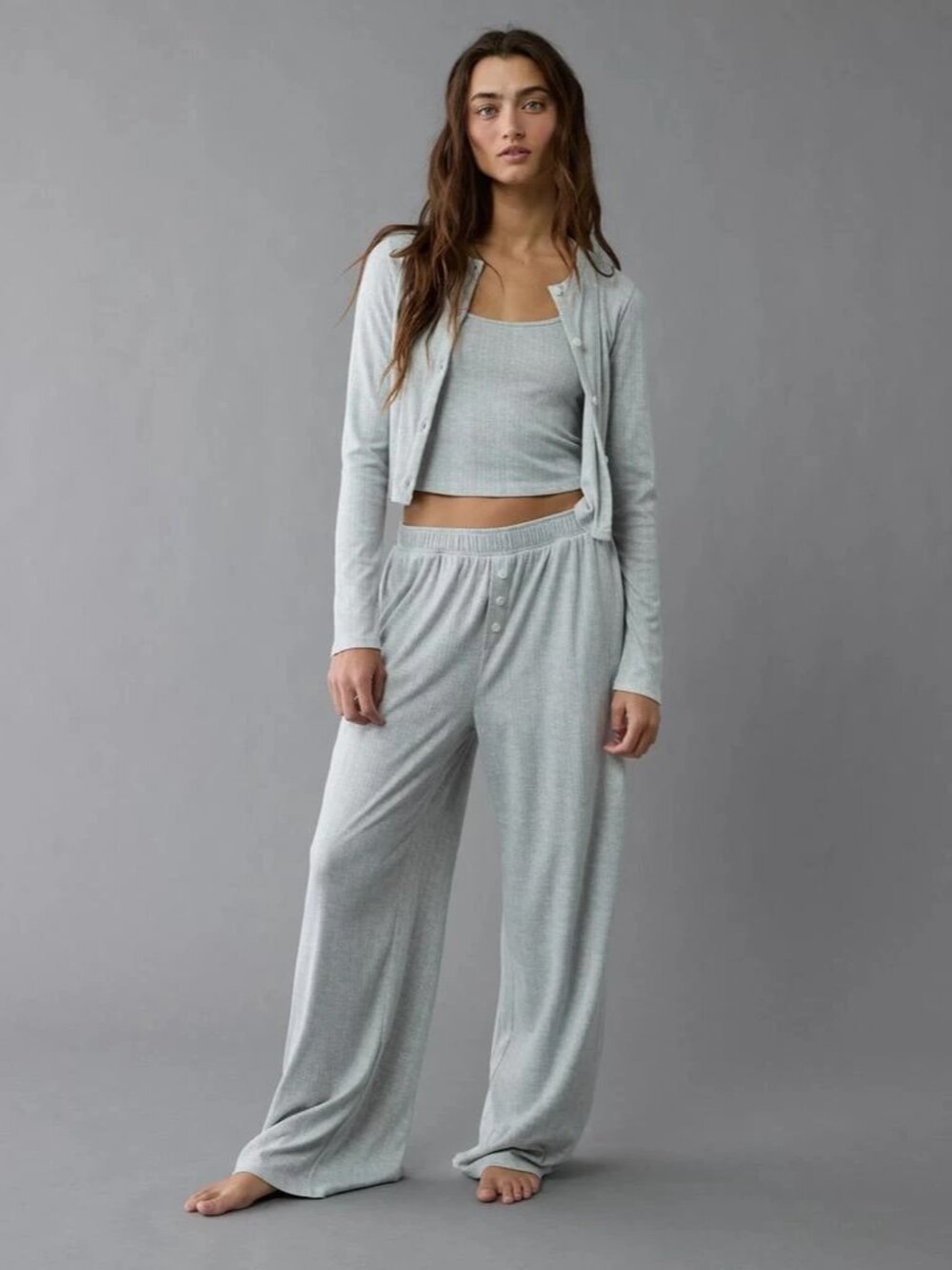 American Eagle Pointelle Plush Three Piece Set